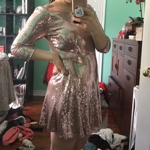Rose gold sequin dress